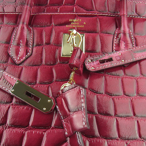 Replica Hermes Birkin 40CM Crocodile Veins Leather Bag Wine 6089 Online - Click Image to Close